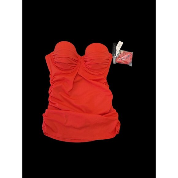 NWT Victoria's Secret Ruched Halter Push Up Swim Top 34C Red Beachy - Picture 1 of 7